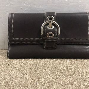 Chocolate Brown leather buckle Coach Wallet